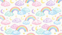 Pastel Rainbow and Sleepy Clouds Nursery Wallpaper Wallpaper⁠