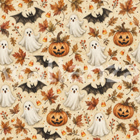 Spooky Halloween Ghost and Pumpkin Pattern Wallpaper⁠
