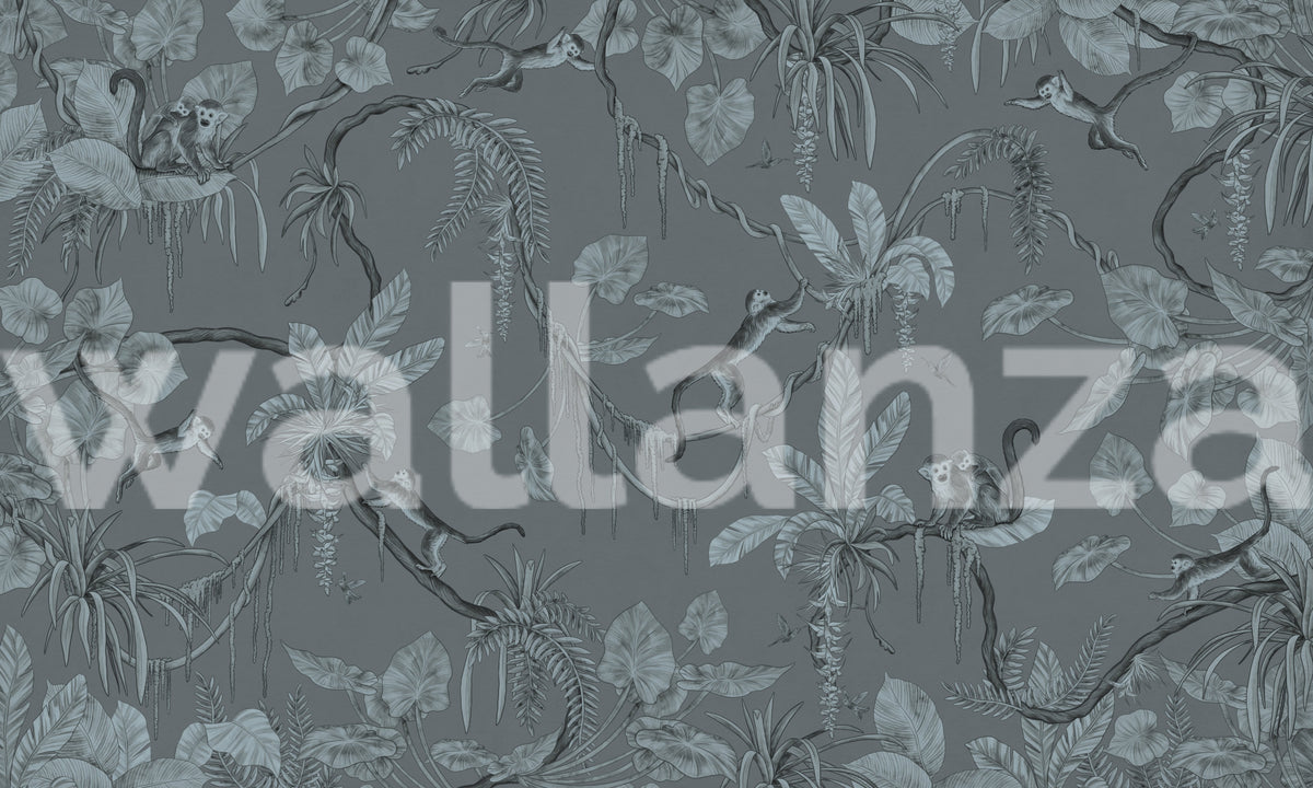 Jungle Sketch - Blue Serenity Wall Mural