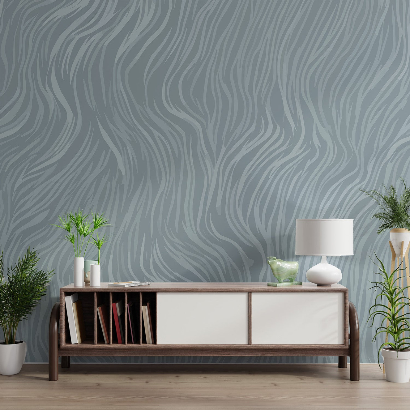 Wavy Zebra Lines wallpaper mural - Wallanza