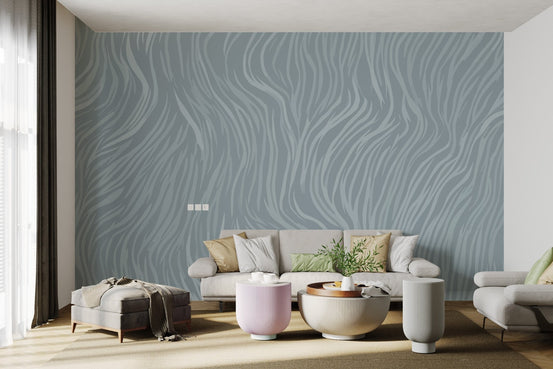 Soft grey abstract zebra wallpaper mural for sleek interiors.