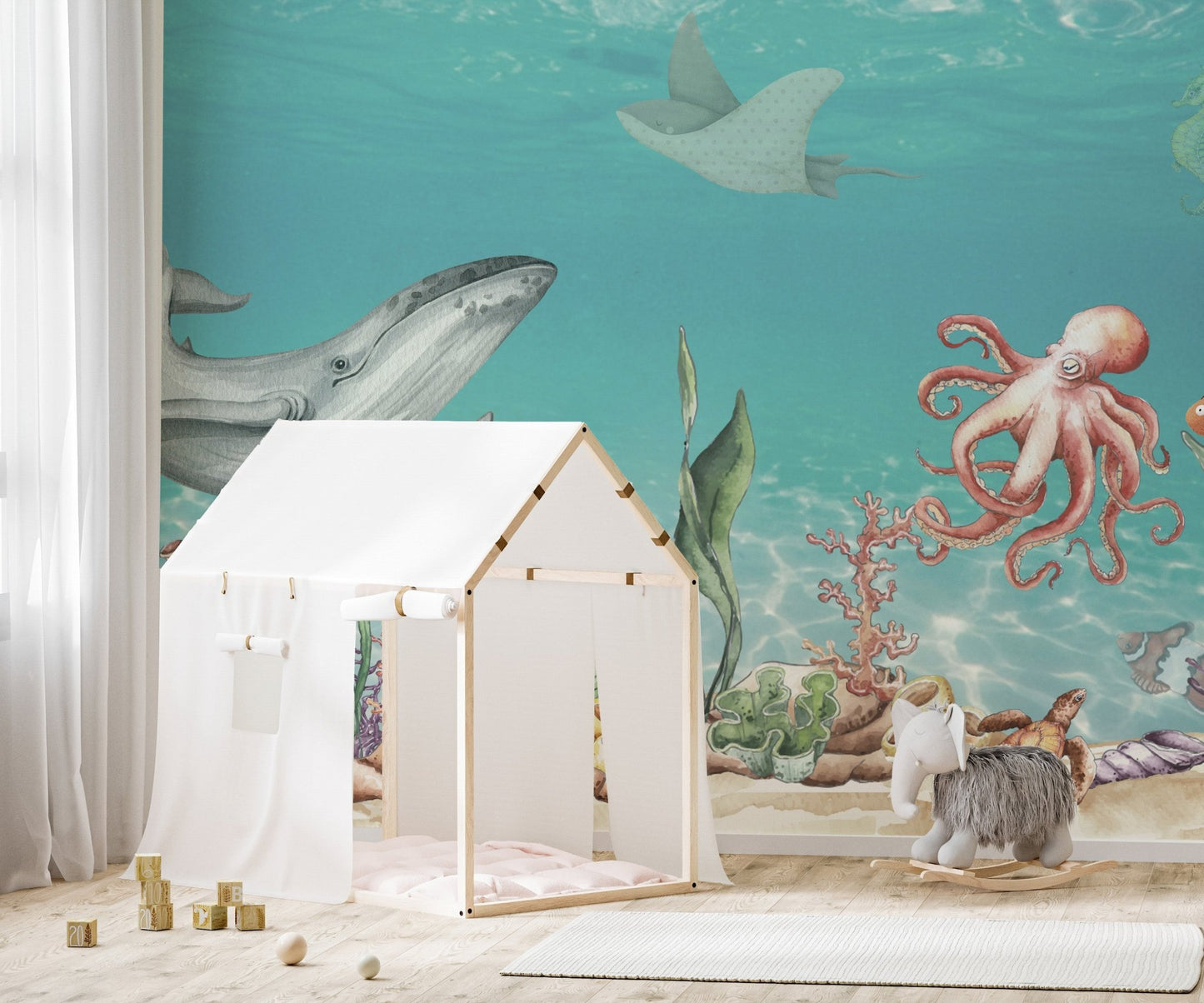 Whale and Friends Wallpaper Mural - Wallanza