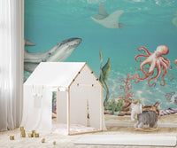 Whale and Friends Wallpaper Mural - Wallanza