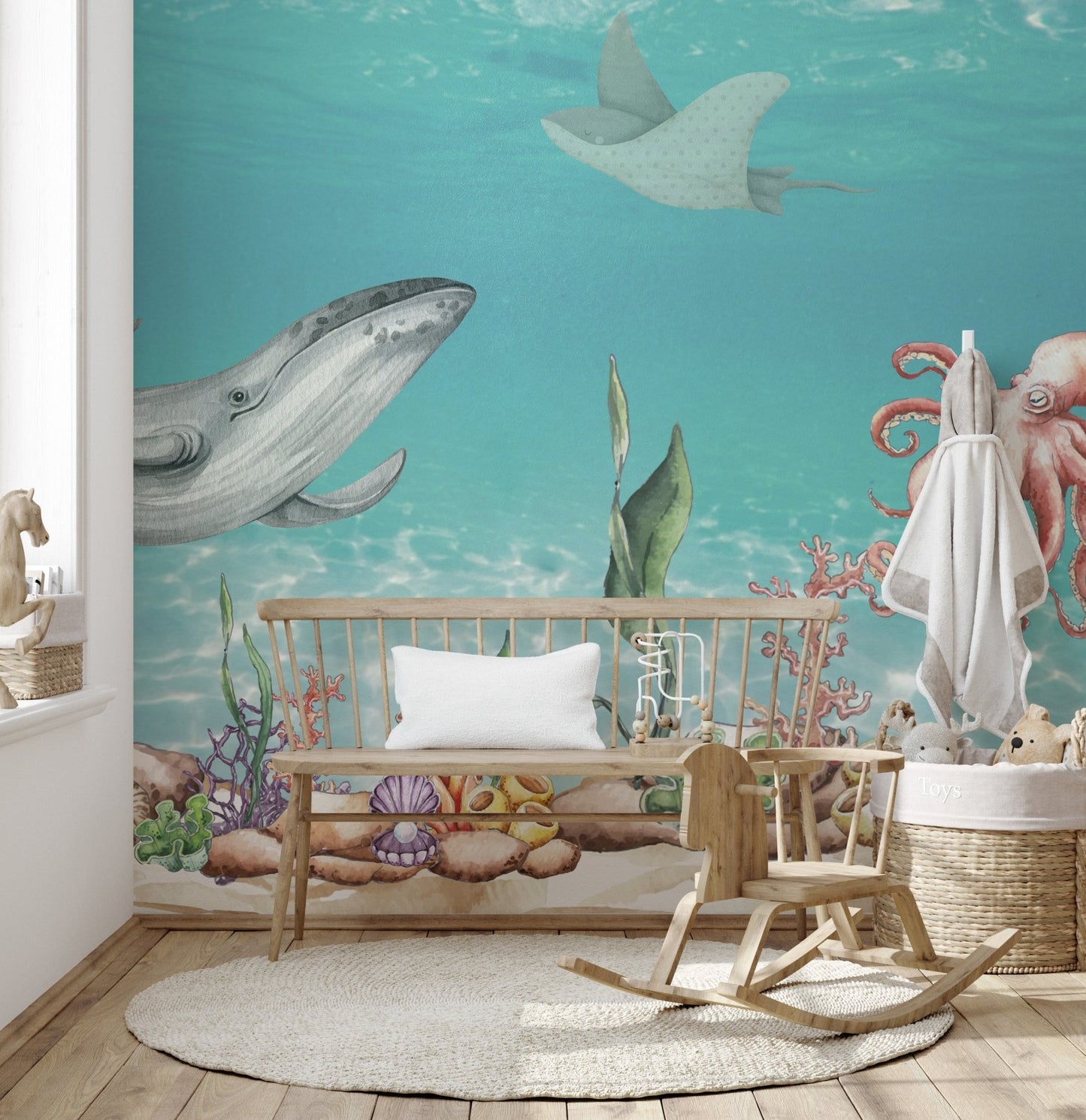Whale and Friends Wallpaper Mural - Wallanza