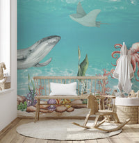 Whale and Friends Wallpaper Mural - Wallanza