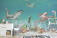 Whale and Friends Wallpaper Mural - Wallanza