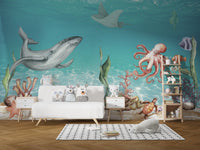 Whale and Friends Wallpaper Mural - Wallanza