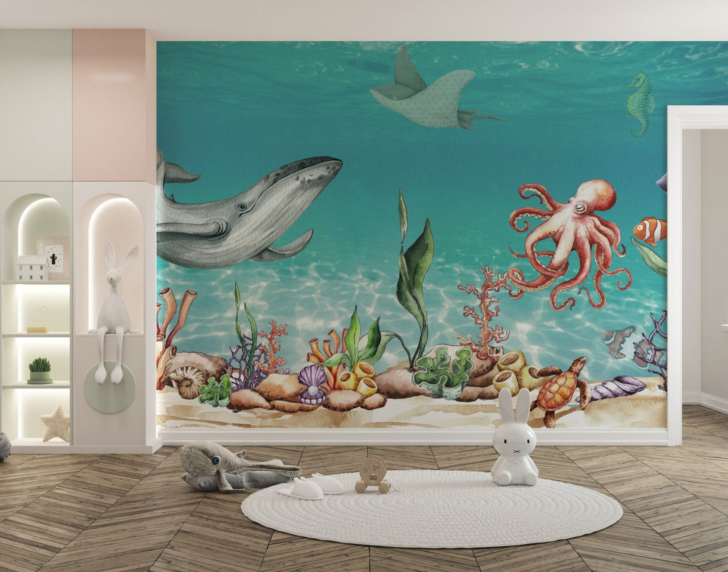 Whale and Friends Wallpaper Mural - Wallanza