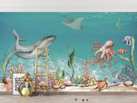 Whale and Friends Wallpaper Mural - Wallanza