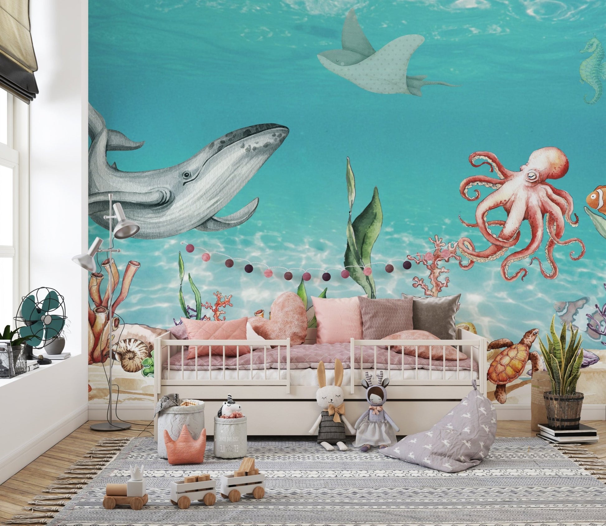 Whale and Friends Wallpaper Mural - Wallanza