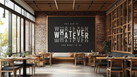Contemporary quote wallpaper mural in gray and white contrast.