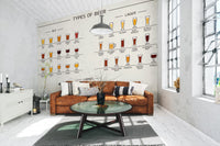 Bar style beer varieties wall mural in muted shades.
