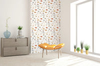 Hand-drawn trucks and cars kids room wall decor.