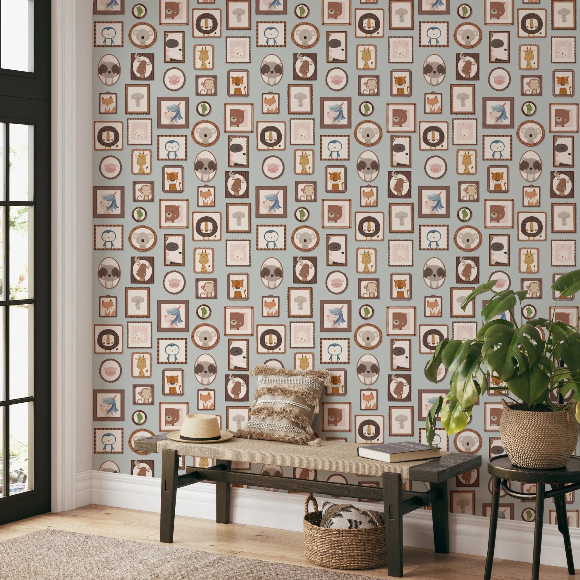 Artistic framed wildlife illustrations wall murals.