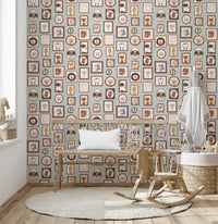 Playful framed woodland friends wallpaper murals.