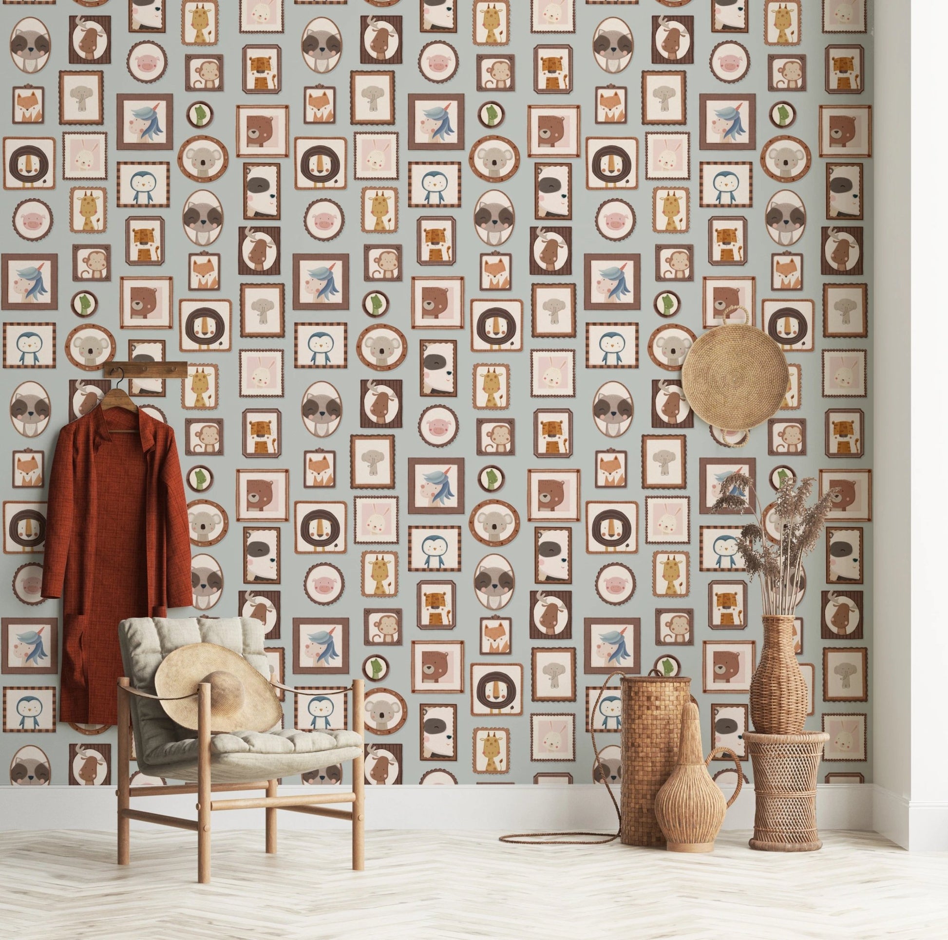 Adorable forest creature portraits wallpaper murals.