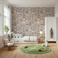 Gentle pastel animal family portrait wall murals.