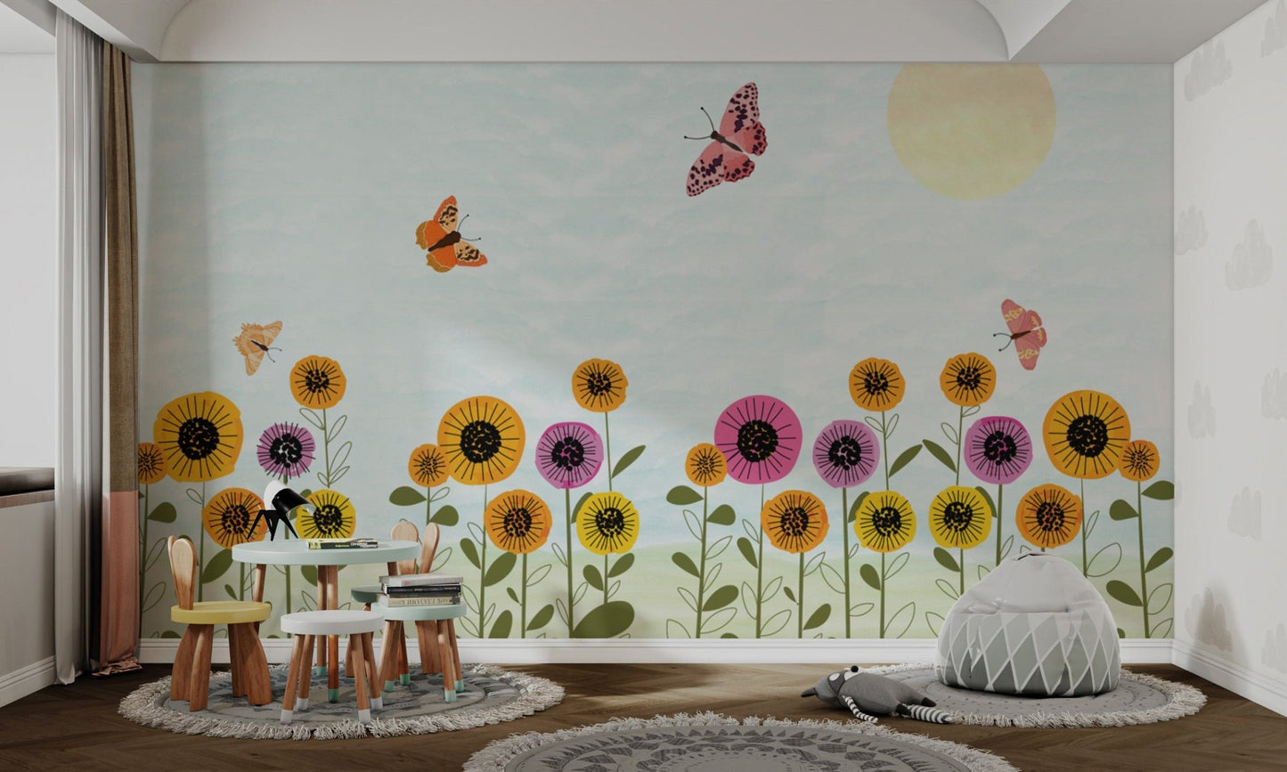Whimsical Butterfly Floral Wallpaper - Wallanza