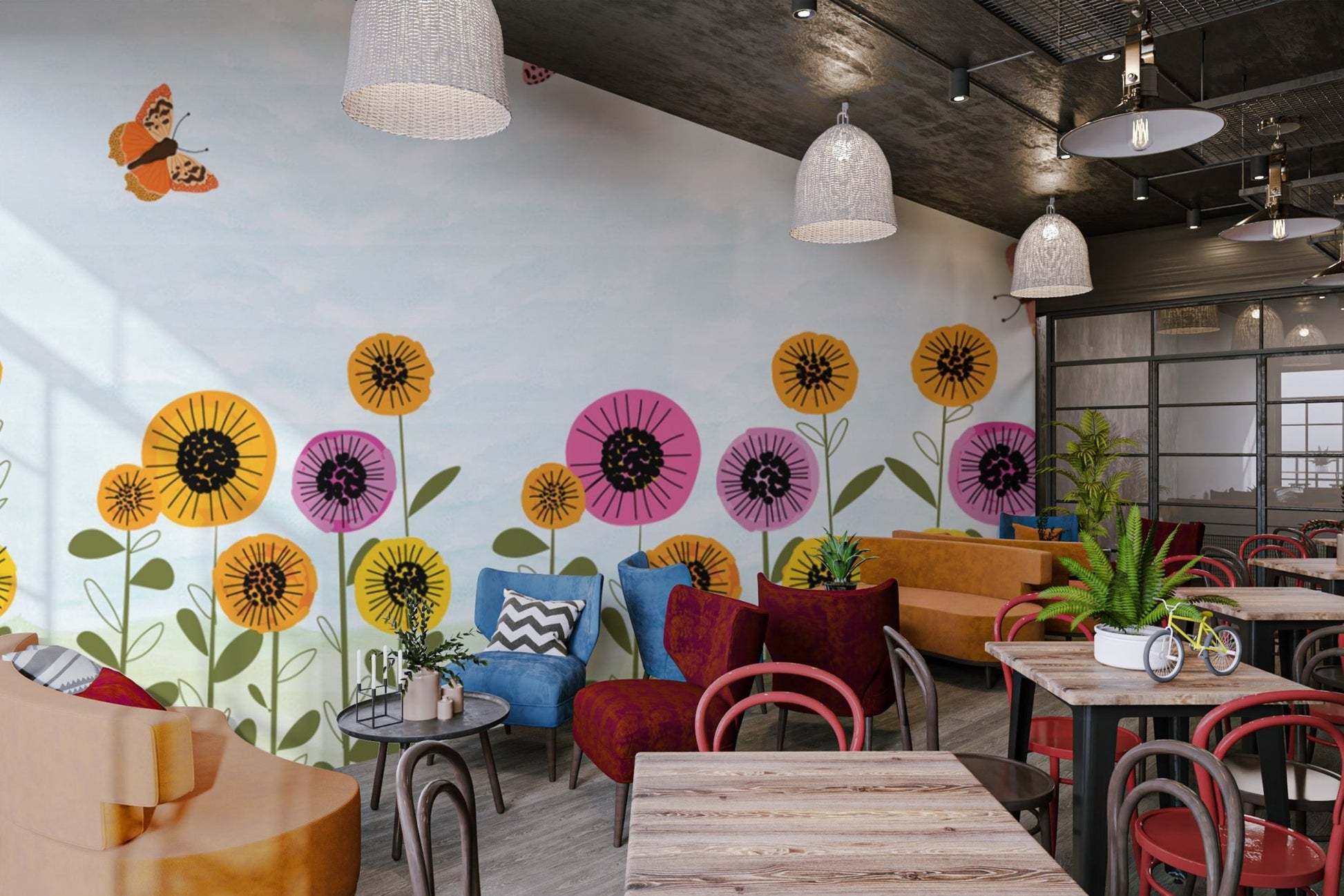 Whimsical Butterfly Floral Wallpaper - Wallanza