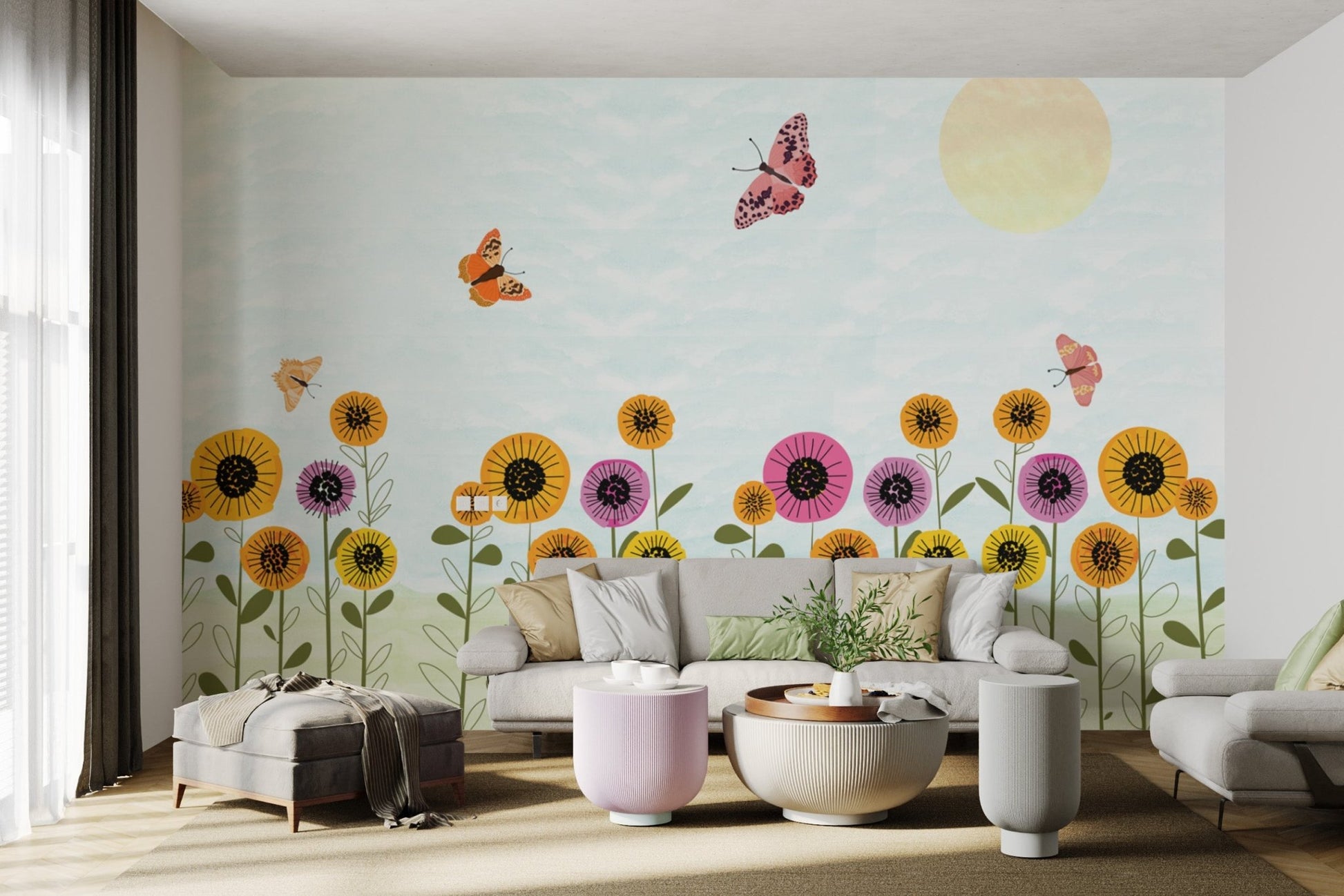 Whimsical Butterfly Floral Wallpaper - Wallanza
