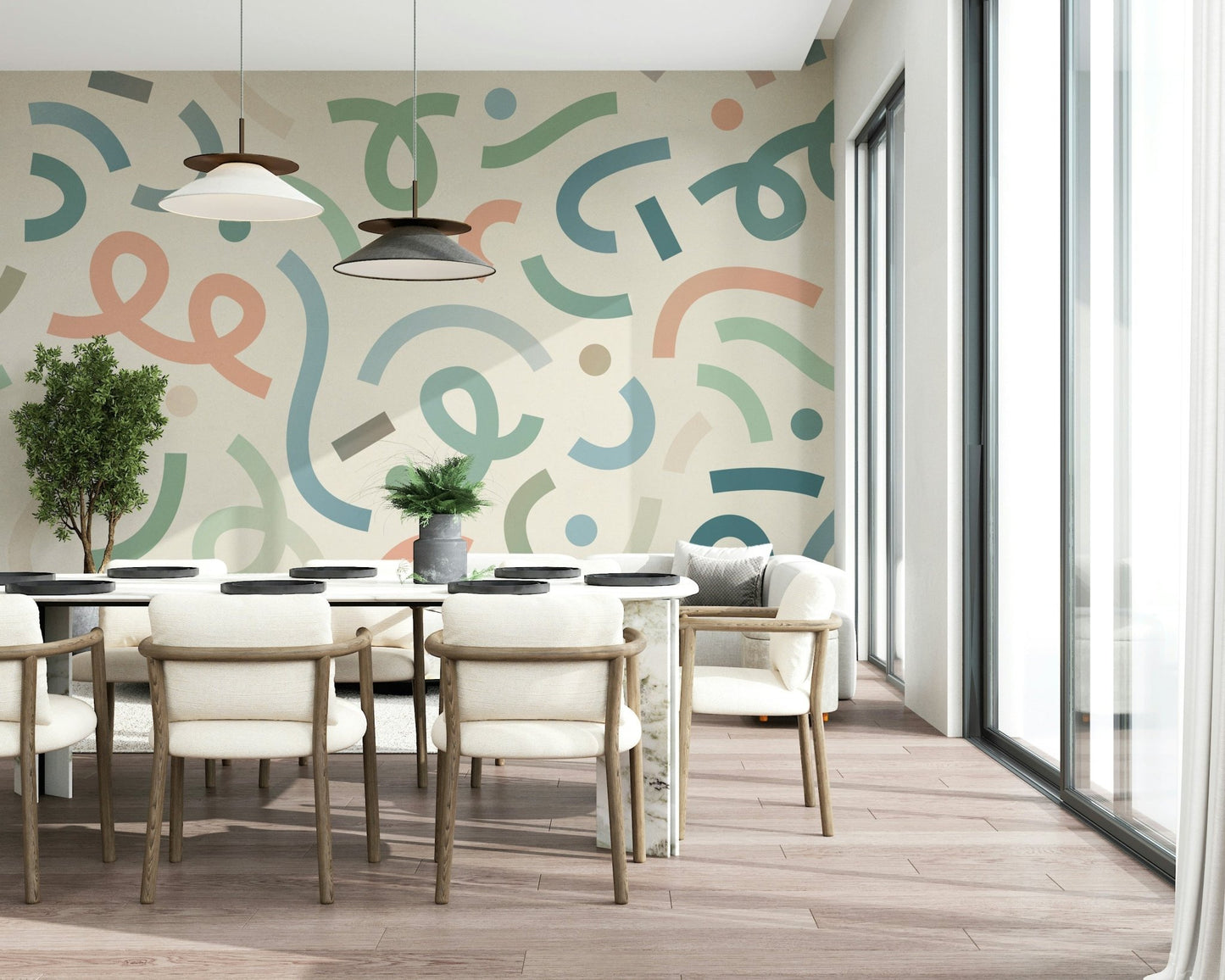 Whimsical Geometry Wall Mural - Wallanza