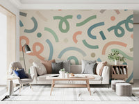 Whimsical Geometry Wall Mural - Wallanza