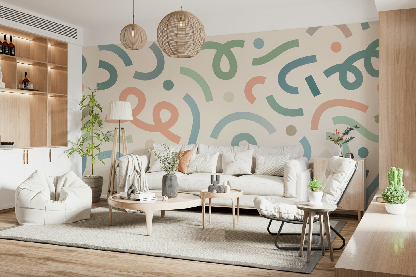 Whimsical Geometry Wall Mural - Wallanza