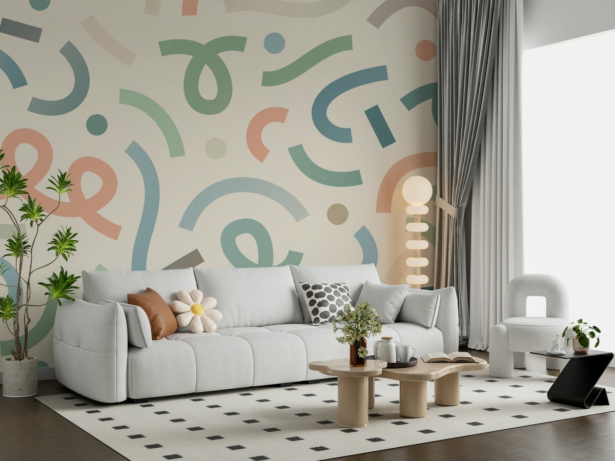 clay geometric accent wall pattern