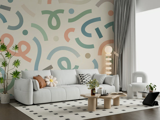 clay geometric accent wall pattern