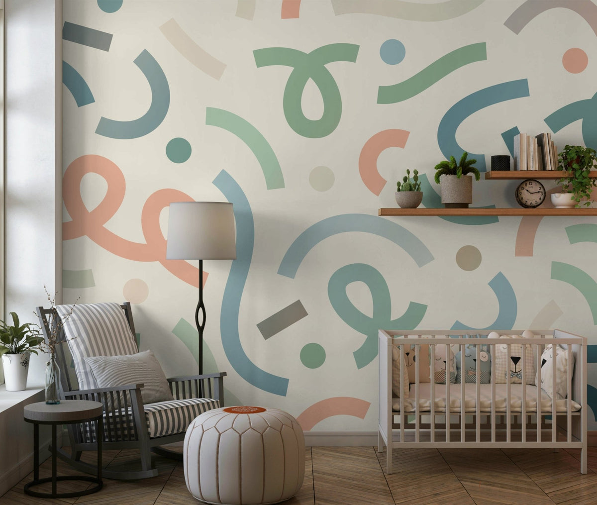 sage geometric accent wall design