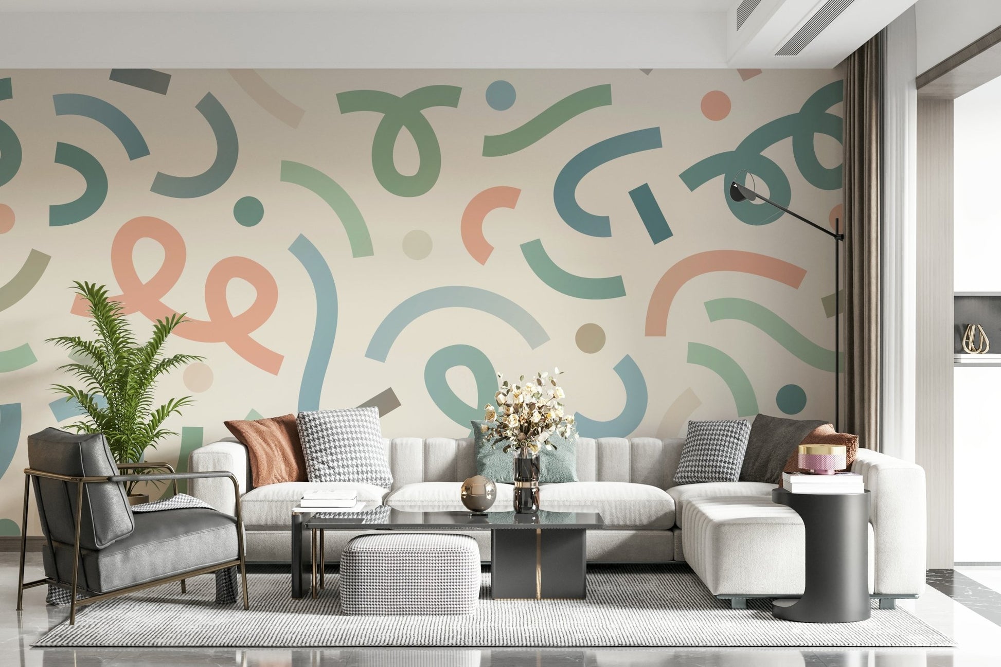 Whimsical Geometry Wall Mural - Wallanza