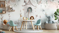 Whimsical castle mural for fantasy spaces
