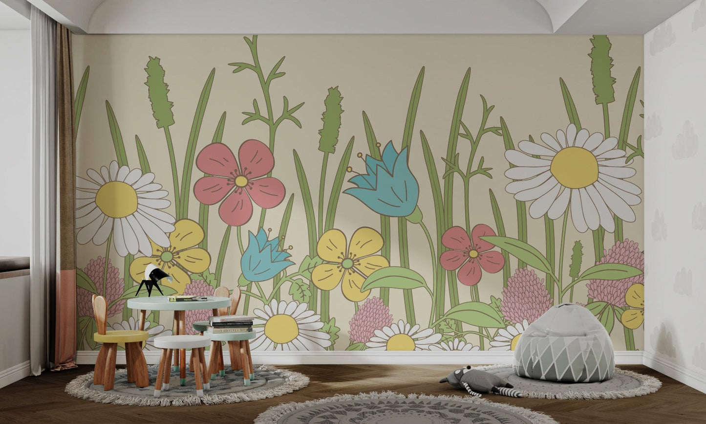 Whimsical Wildflower Botanical Wallpaper - Wallanza