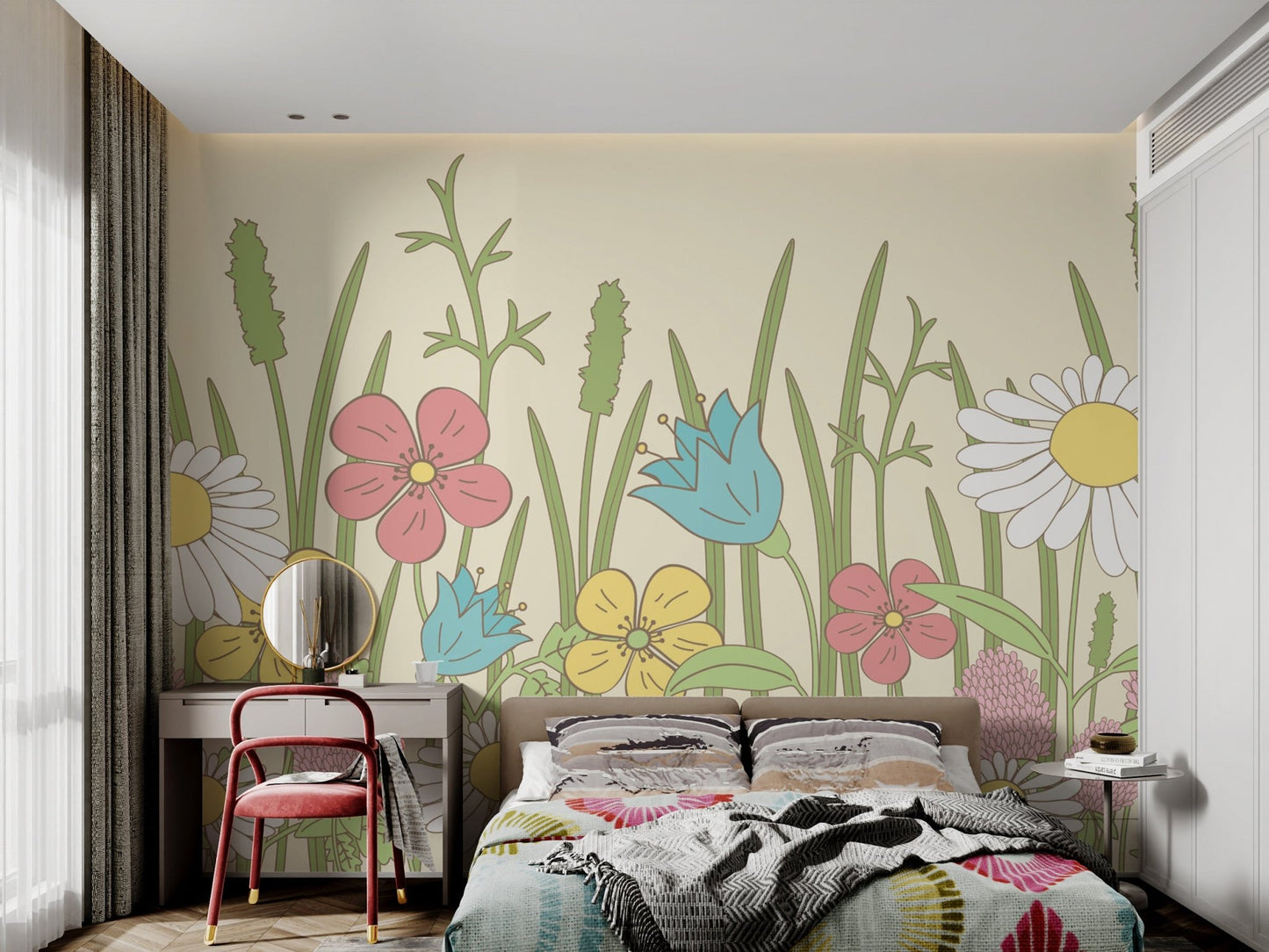 Whimsical Wildflower Botanical Wallpaper - Wallanza