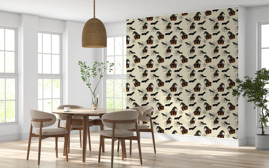 Spooky Pumpkin and Bat Pattern Wall Decor