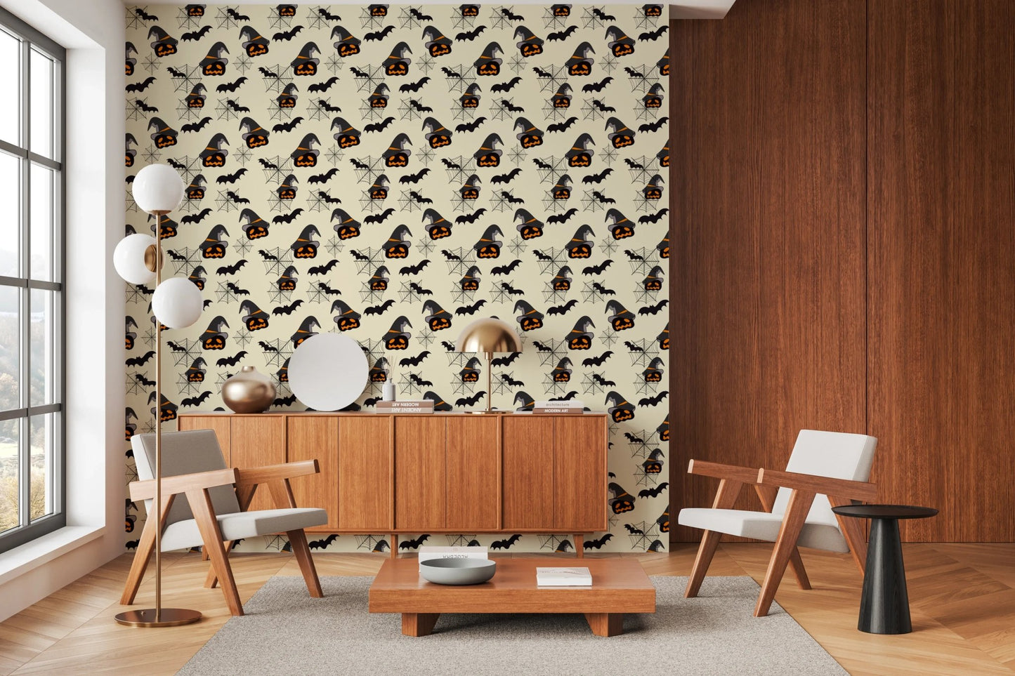 Witchy Rose and Bat Seamless Wallpaper Art