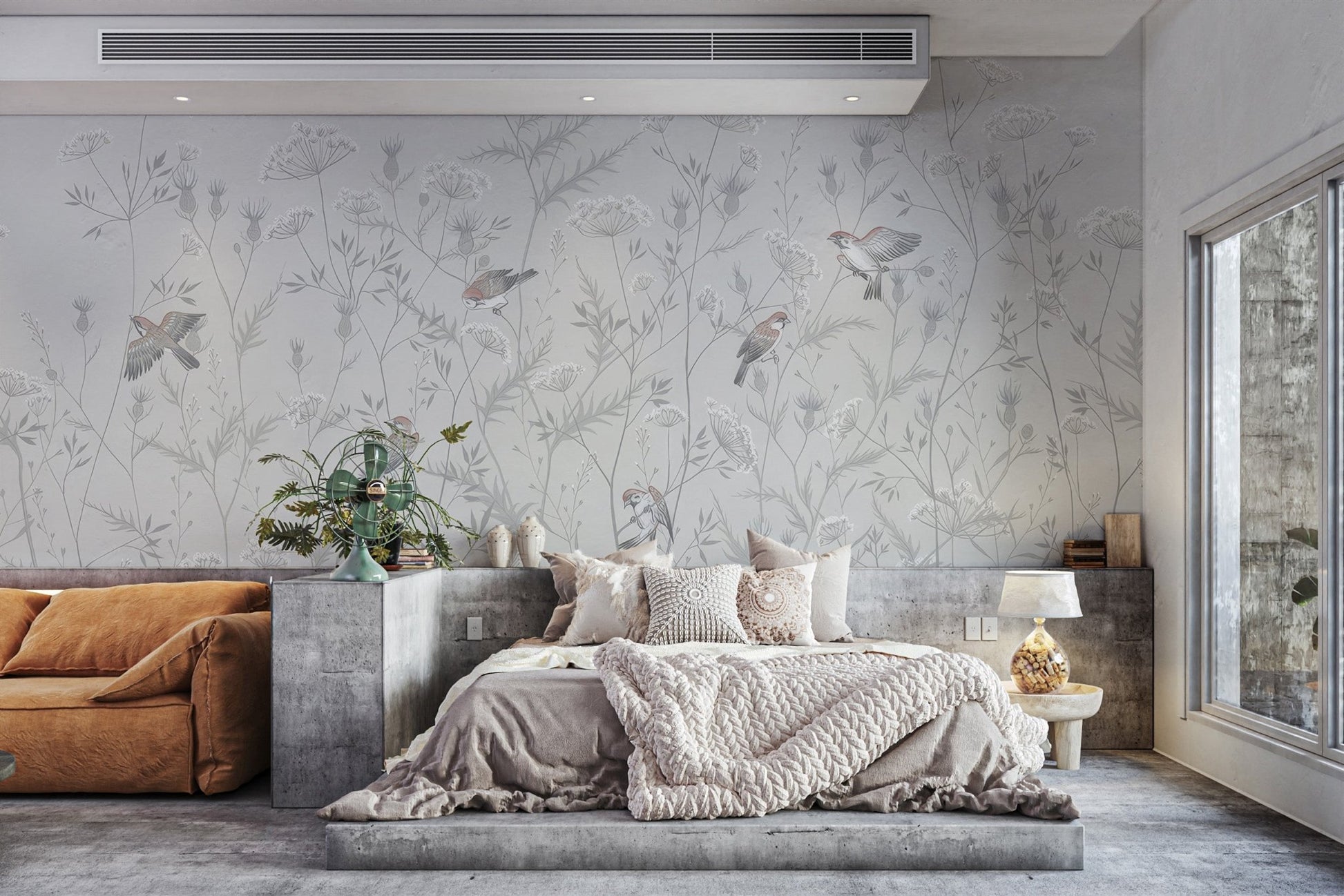 Whispering Birds Floral Wallpaper Mural - Wallanza