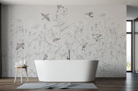 Whispering Birds Floral Wallpaper Mural - Wallanza