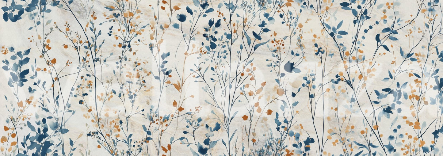 Horizontal panoramic view of Whispering Meadow wall mural.