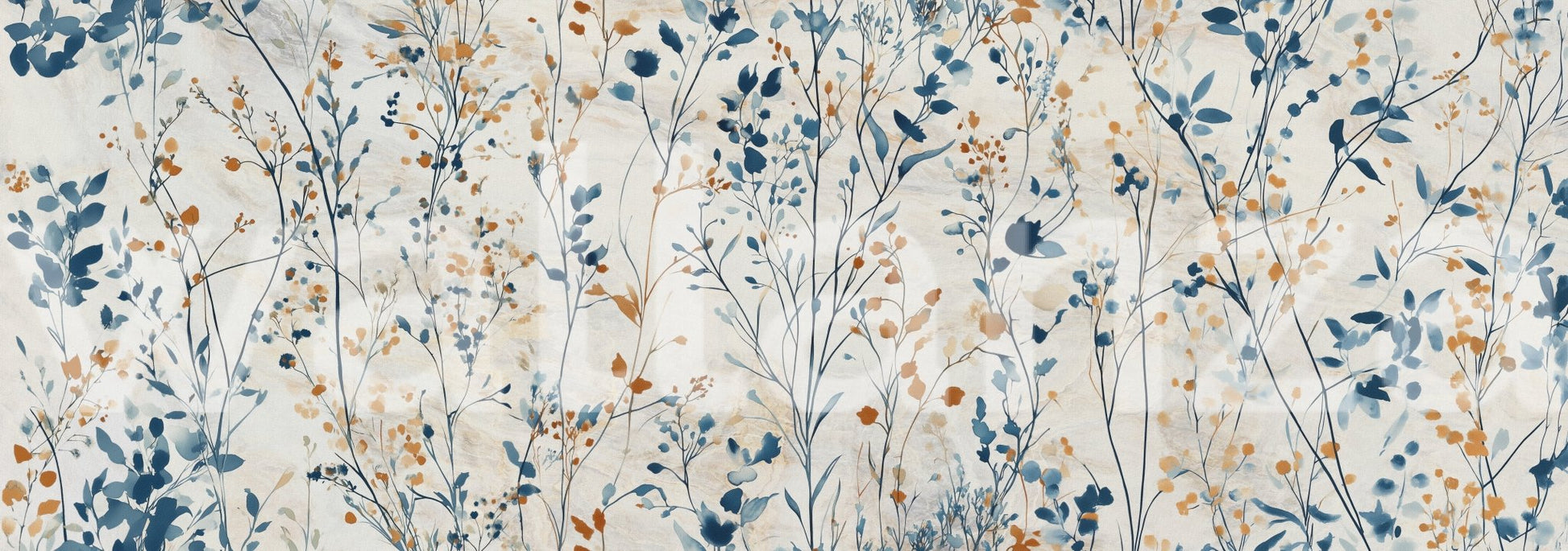 Horizontal panoramic view of Whispering Meadow wall mural.