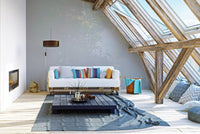 Whispering mist pastel gray mural for calming and elegant attic living room walls.
