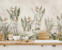 Whispers of Paradise Wall Mural used as a kitchen splash back. 