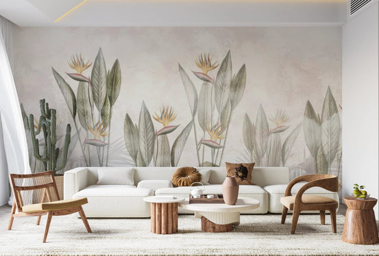 Modern living area with Whispers of Paradise Wall Mural.