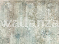 Detailed view of a vintage style whispers wall mural with faded textures.