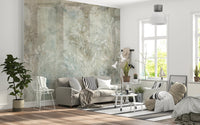 Whispere floral wall mural in a bright lounge area with minimalist furniture.