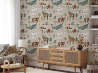 Calm forest themed peel and stick wallpaper