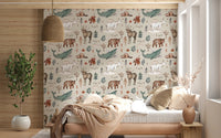 Woodland animals peel and stick wallpaper design