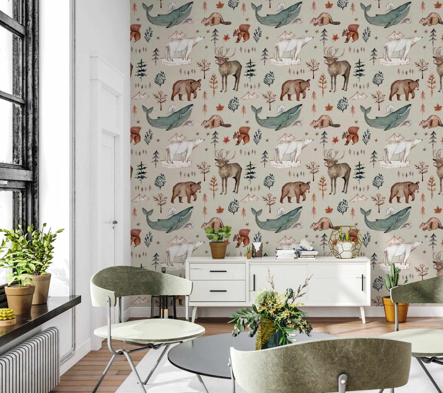 Rustic animal peel and stick wallpaper for interiors