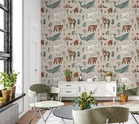 Rustic animal peel and stick wallpaper for interiors