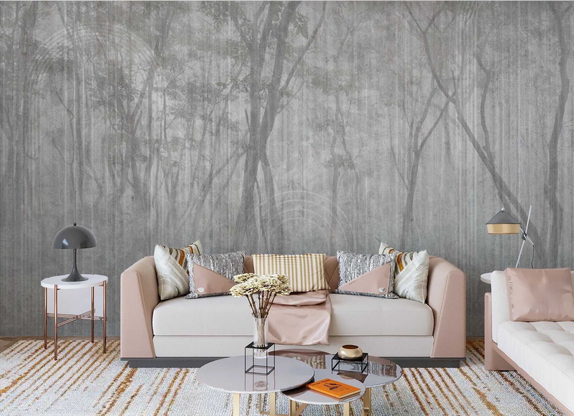 Whispers of the Woods Wall Mural in sunlit living space.